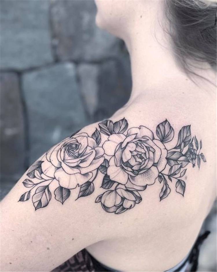Gorgeous And Exclusive Shoulder Floral Tattoo Designs You Dream To