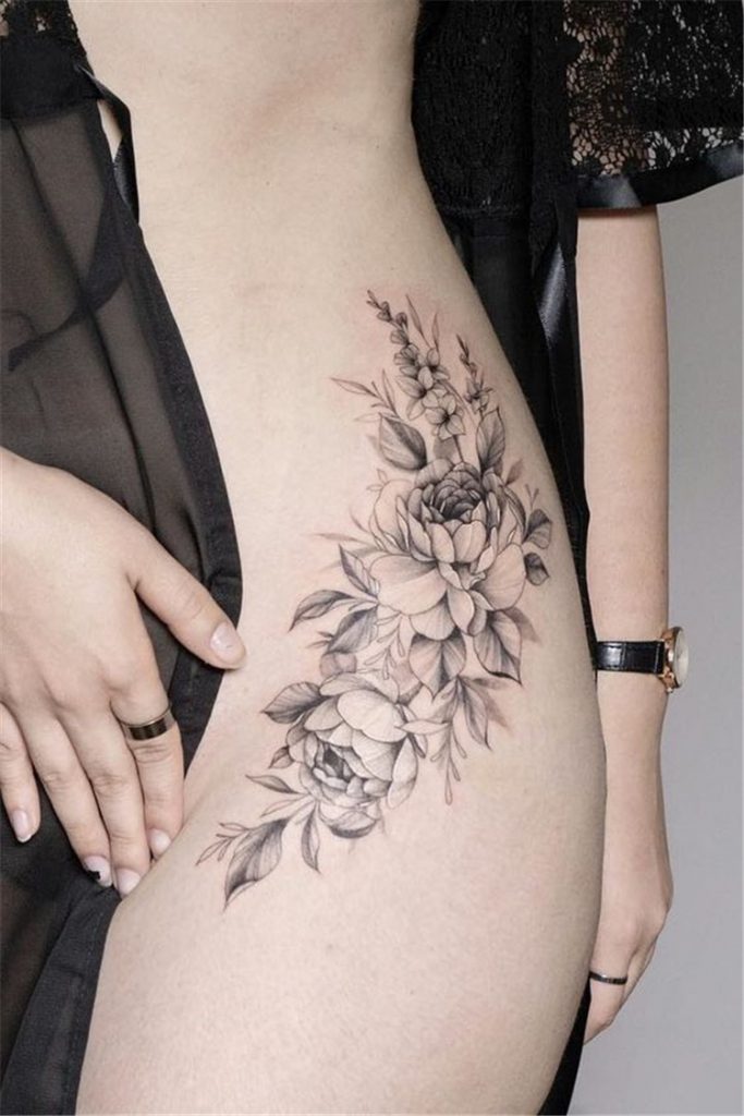 50 And Sexy Hip Thigh Floral Tattoo Designs You Will Love