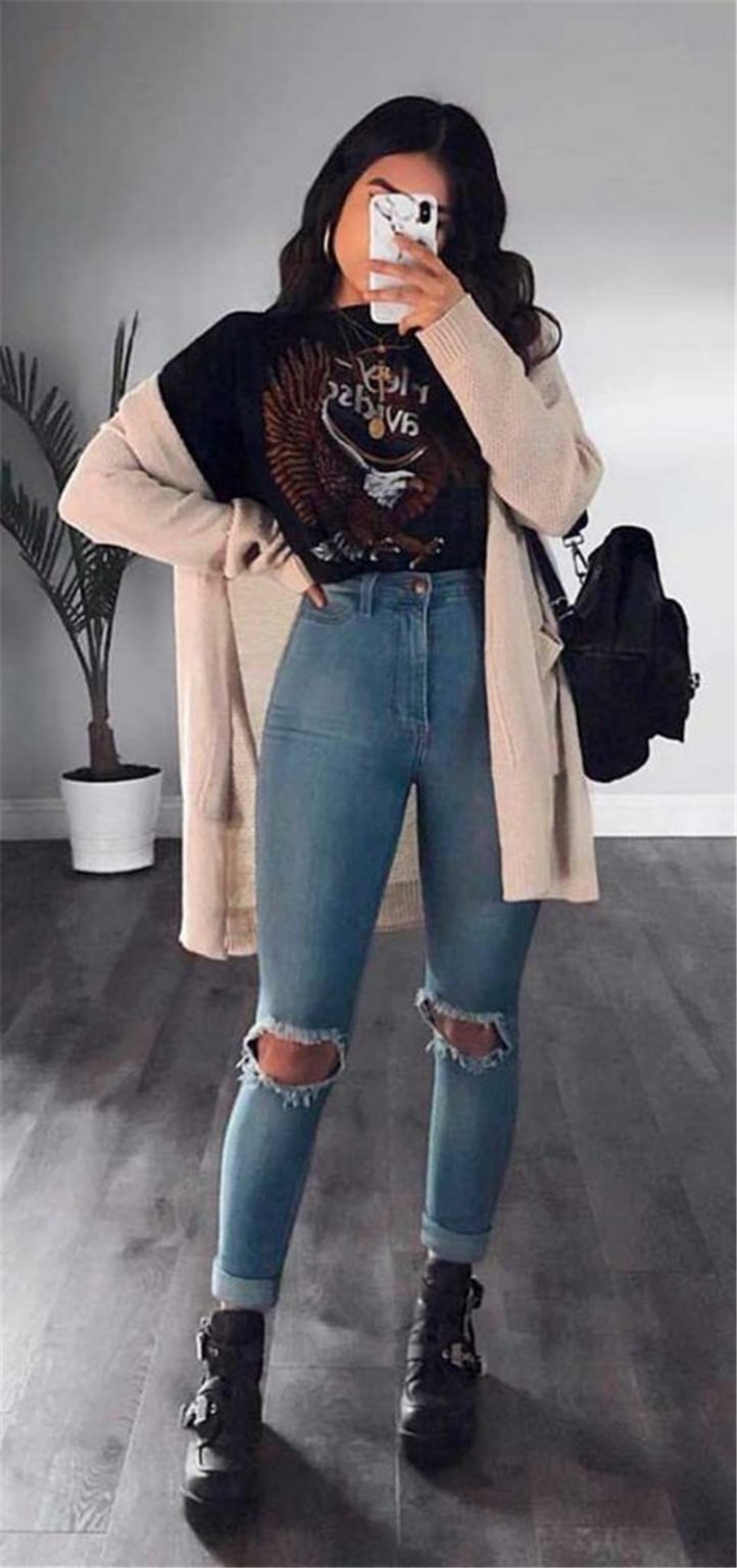 50 Chic And Casual Winter Outfits For Teen Girls Back To School - Women ...