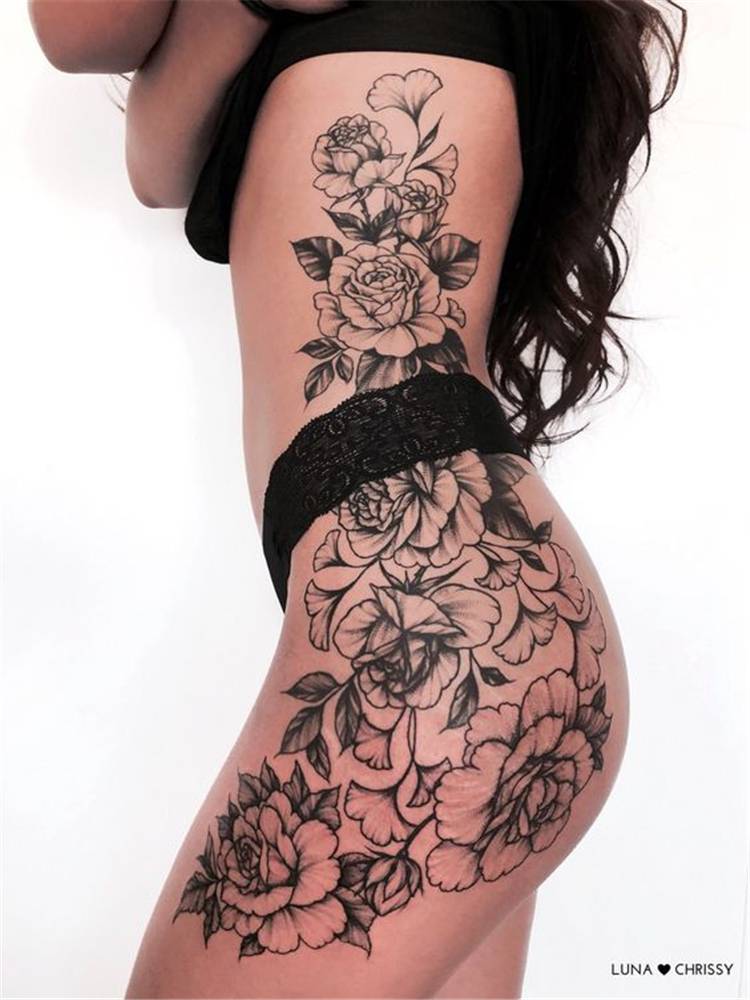 Popular And Sexy Floral Hip Tattoo Designs; Hip Tattoo Designs; Hip Tattoo;...