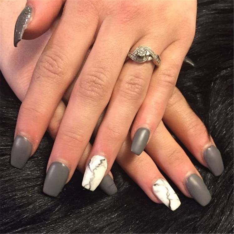 Stylish Marble Square Nail Art Designs You Would Love To Try; Marble Nail; Marble Square Nail; Square Nail; Stylish Marble Square Nail; Marble Nail Art; #nailart #marblenail #marblenaildesign #squarenail #squarenaildesign #naildesign #nail