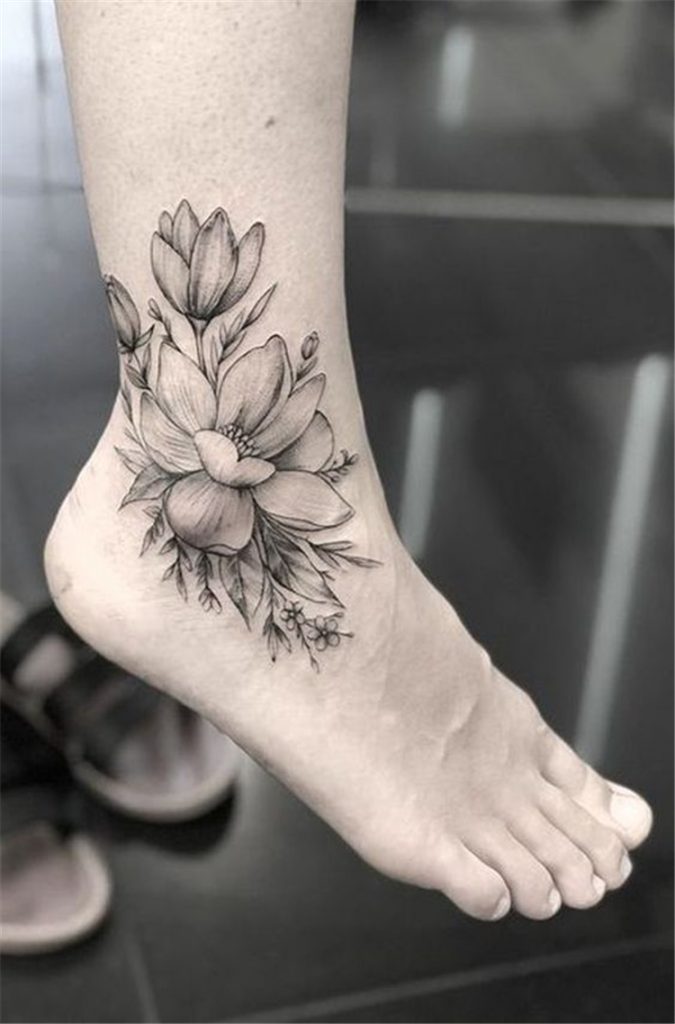 40 Gorgeous And Stunning Ankle Floral Tattoo Ideas For Your Inspiration Women Fashion