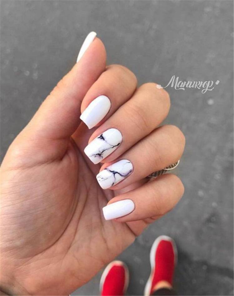 Stylish Marble Square Nail Art Designs You Would Love To Try; Marble Nail; Marble Square Nail; Square Nail; Stylish Marble Square Nail; Marble Nail Art; #nailart #marblenail #marblenaildesign #squarenail #squarenaildesign #naildesign #nail