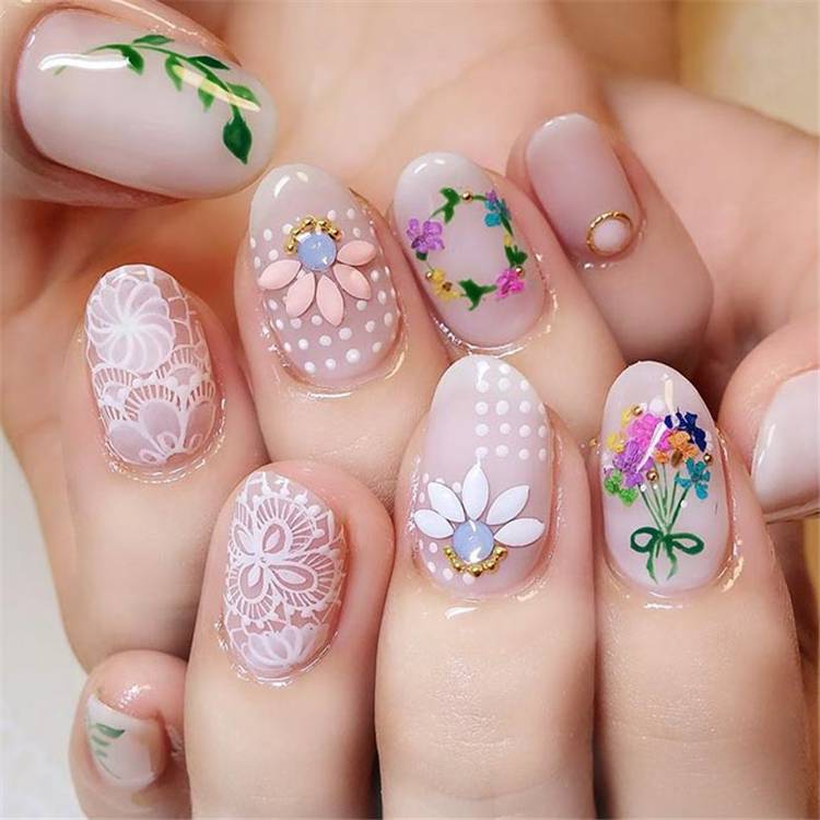 Gorgeous And Lovely Spring Nail Designs You Would Love; Spring Nails; Lovely Nails; Nails; Square Nails; Nail Design; Flower Nails; #nails #springnail #flowernails #squarenail #naildesign