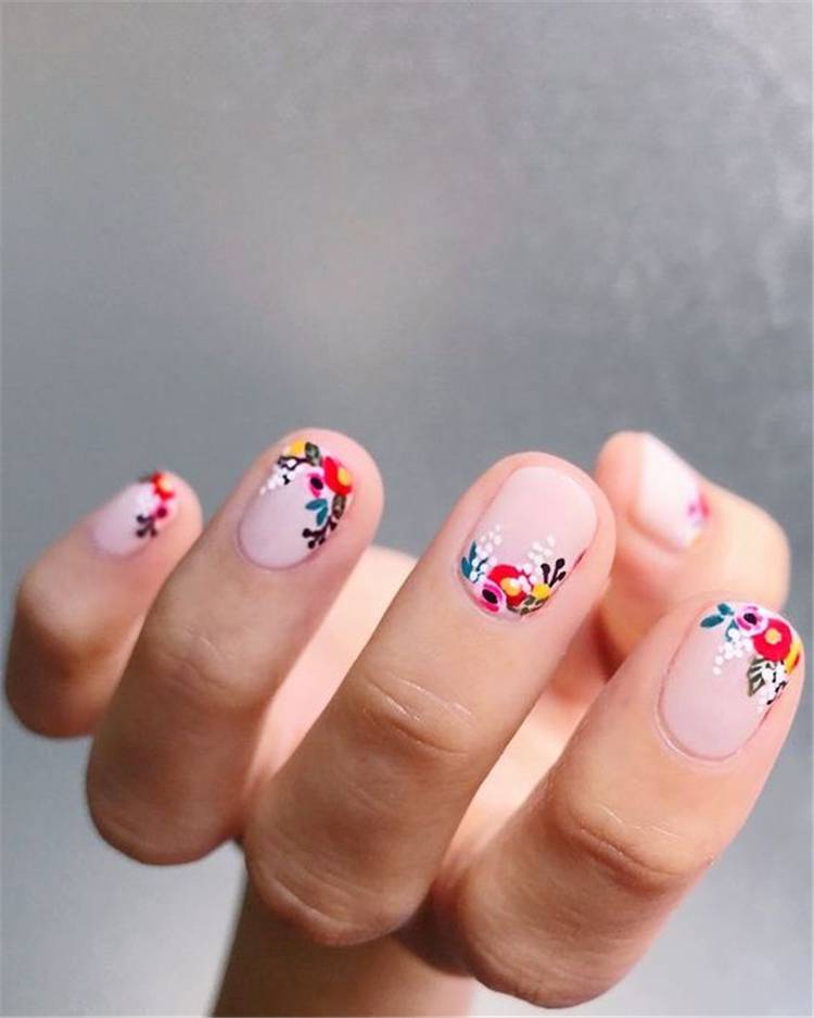 Lovely Floral Spring Nail Designs To Celebrate The Year’s Best Season; Spring Nails; Lovely Nails; Nails; Square Nails; Nail Design; Flower Nails; #nails #springnail #flowernails #squarenail #naildesign