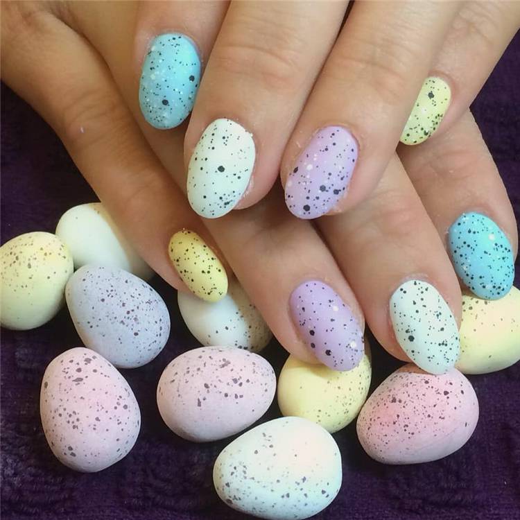 Cutest Easter Nail Design Ideas For You In 2020; Easter nails; spring nails; cute nail art; Adorable Easter Nail; Nail Art Designs; Egg Art Nails; Bunny Art Nails; Egg And Bunny Nail Art Designs; #easter #easternails #eastereggnails #chickennails #bunnynails #polkadotnails