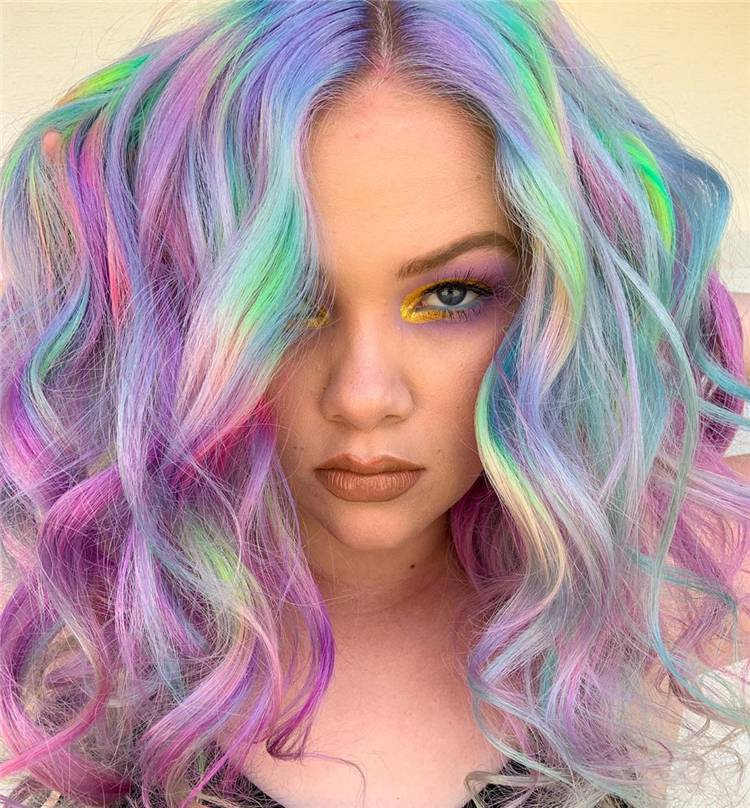 Stylish Rainbow Hair Styles You Need To Have; Rainbow Hair Color; Rainbow Hair Styles; Rainbow Color; Rainbow Hairstyle; Hair Color; Hairstyles #haircolor #hairstyles #rainbowhair #rainbowhairstyle #rainbowcolor #rainbowhaircolor