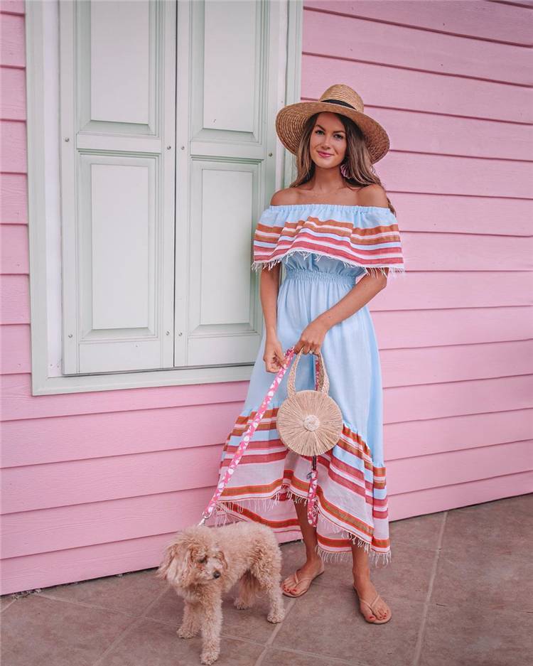 Trendy And Gorgeous Off-The-Shoulder Dresses You Must Have; Summer Dress; Off-The-Shoulder Dress; Dress; One-Piece Dress; White Dress; Printed Dress; Long Dress; Off The Shoulder Dress; #offtheshoulder #offtheshoulderdress #summerdress #dress