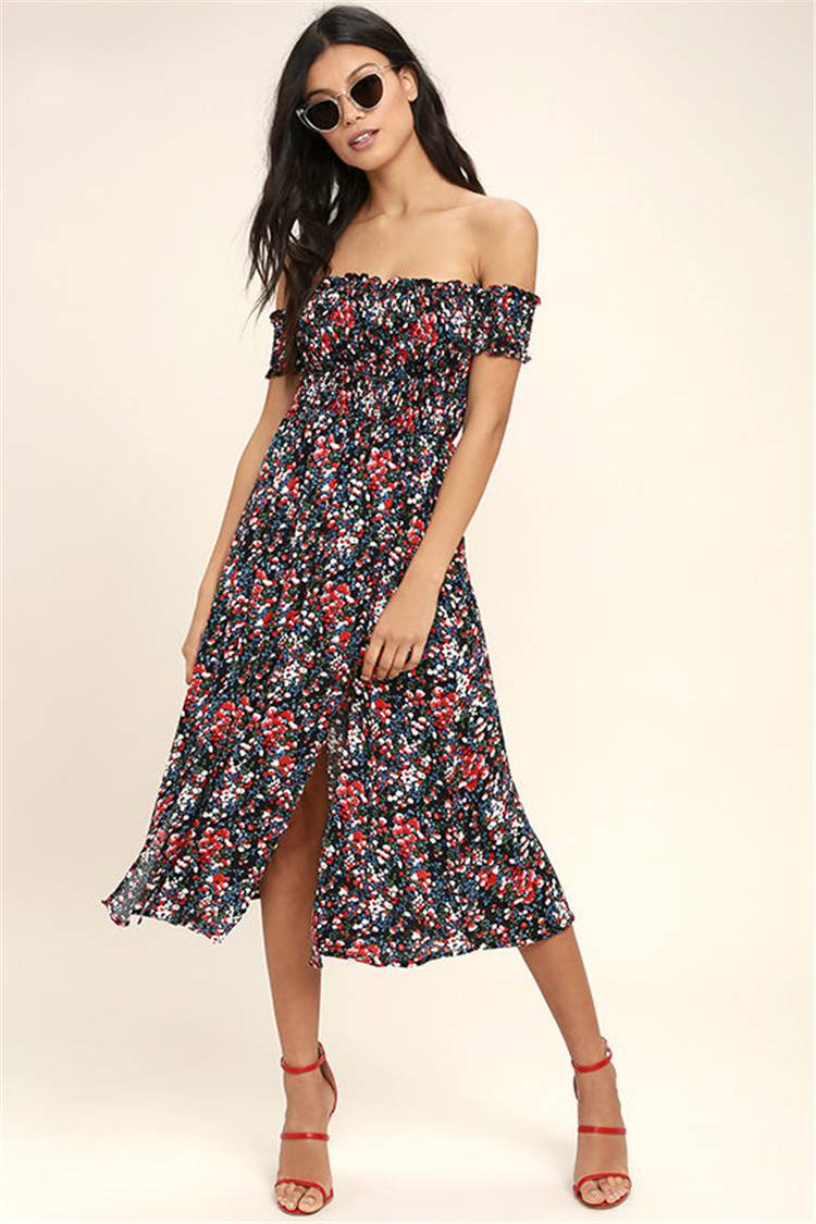 Trendy And Gorgeous Off-The-Shoulder Dresses You Must Have; Summer Dress; Off-The-Shoulder Dress; Dress; One-Piece Dress; White Dress; Printed Dress; Long Dress; Off The Shoulder Dress; #offtheshoulder #offtheshoulderdress #summerdress #dress