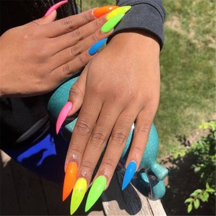 Gorgeous Rainbow Nail Designs To Rock This Summer;Summer Nails; Rainbow Nails; Pride Nails; Colorful Nails; Summer Rainbow Nails; Pride Rainbow Nails; #nails #naildesign #rainbownails #pridenails #summernails #summerpridenails #summerrainbownails
