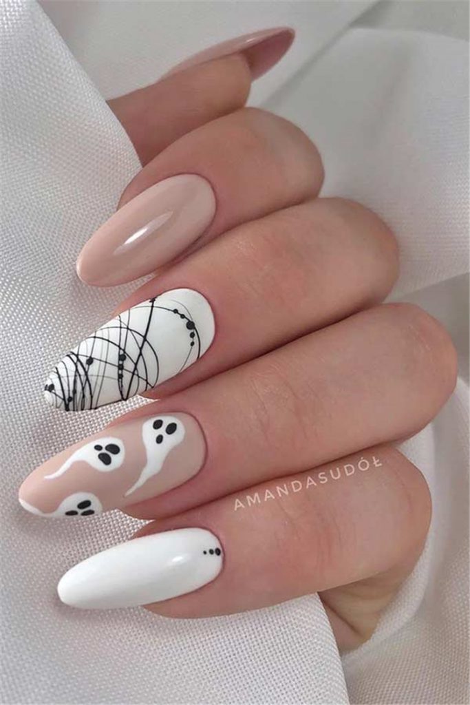 Scare Everyone with Spooky Almond Nails for Halloween