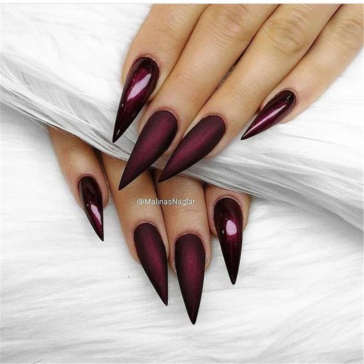 Hottest And Newest Burgundy Nail Designs You Must Know In 2020;  Nails; Nail Design; Burgundy Nail Color; Nail Color; Burgundy Coffin Nails; Burgundy Square Nails; Burgundy Floral Nails;#nails #naildesign #burgundynail #burgundynaildesign #burgundycolor #coffinnails 
