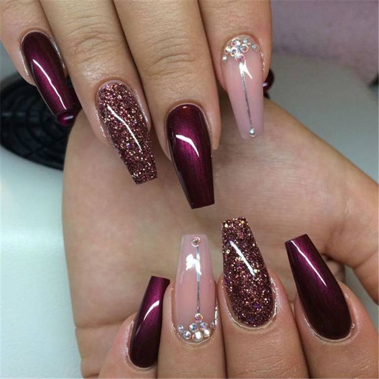 Hottest And Newest Burgundy Nail Designs You Must Know In 2020;  Nails; Nail Design; Burgundy Nail Color; Nail Color; Burgundy Coffin Nails; Burgundy Square Nails; Burgundy Floral Nails;#nails #naildesign #burgundynail #burgundynaildesign #burgundycolor #coffinnails 