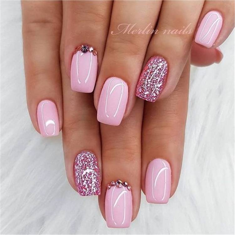 Gorgeous Winter Square Nail Designs You Must Love; Winter Nail; Square Nail; Nail; Nail Design; Short Square Nail; Galaxy Square Nail; Glitter Square Nail; Dot Nails; Forzen Nail Designs; Pink Square Nail; #squarenail #nail #naildesign #winternail #forzennail #pinksqaurenail #dotnails #glittersquarenail #galaxynails