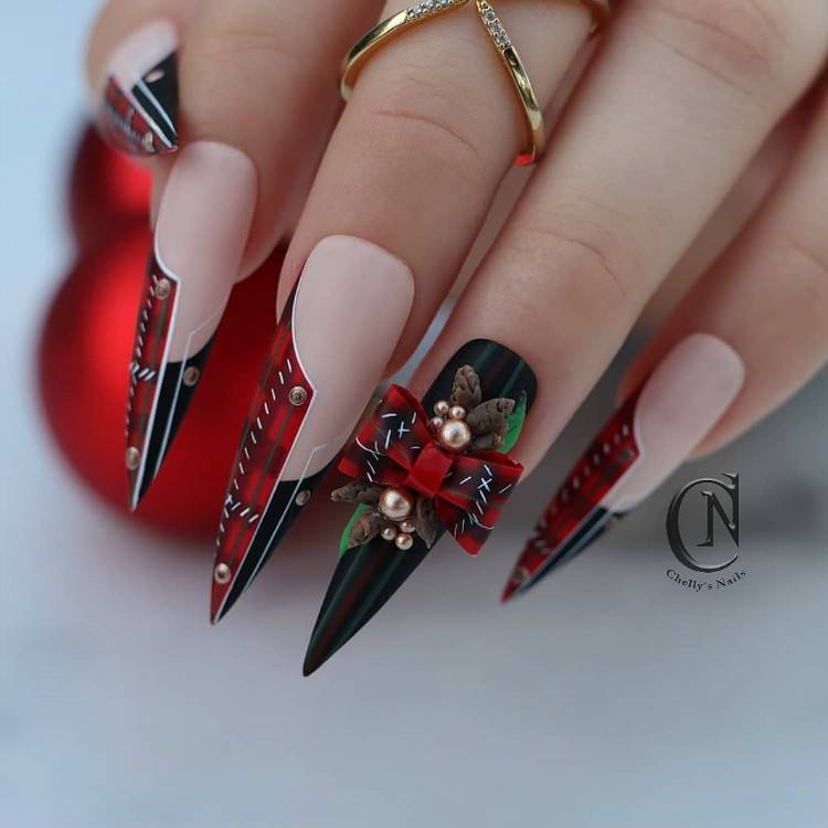 Pretty Winter Holiday Nail Designs For Christmas; Christmas Red Nails; Red Nails; Christmas Nails; Christmas Square Nails; Christams Coffin Nails; Christmas Almond Nail; Christmas Stiletto Nails; Holiday Nails #nails #nailsdesign #christmasnails #christmassquarenails #christmascoffinnails #christmasalmondnail #christmasstilettonails #holidaynails #holidayrednails #christmasrednails