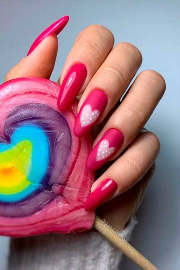 Lovely And Gorgeous Nail Designs For Your Valentine's Day; Valentine's Day nails; Square Valentines Nail; Coffin Valentines Nail; Stiletto Valentines Nail; Romantic heart shape nails; acrylic nails;Heart Shape Nails; #valentine #valentinenail #nails #naildesign #chicnails #squarevalentinesnail #coffinnail 