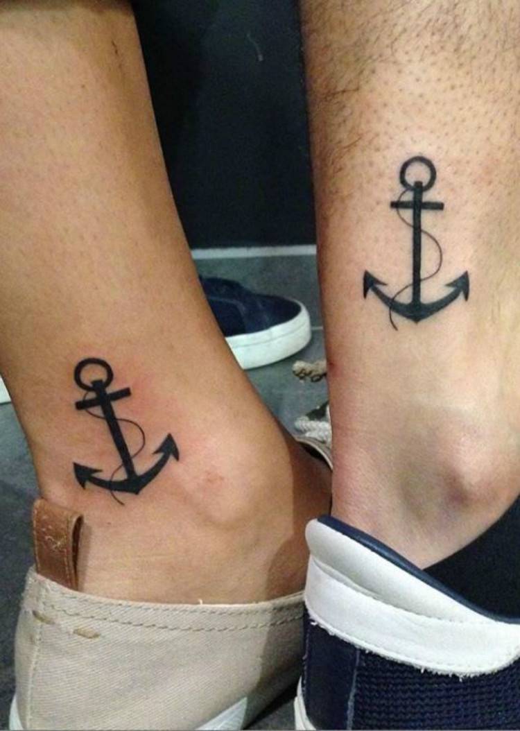 1.Couple Matchining Anchor Tattoos.
