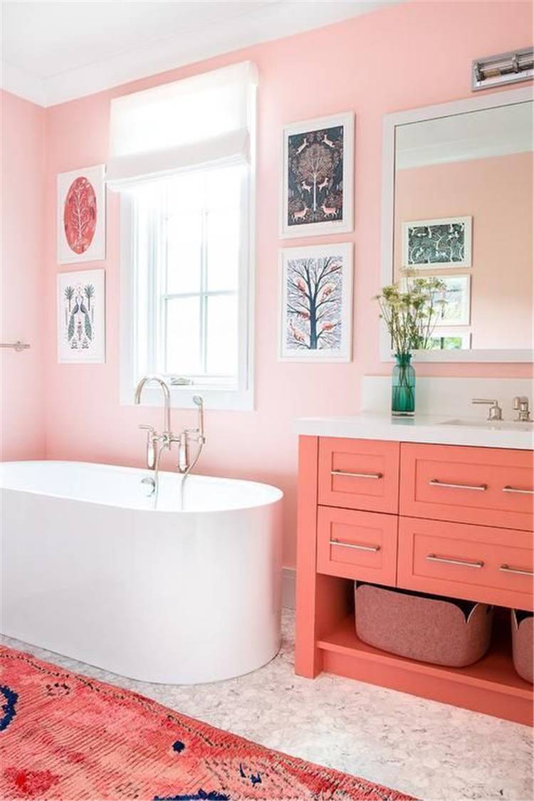 Amazing Spring Bathroom Decoration Ideas With Different Accents; Home Decor; Bathroom Decor; Bathroom; Spring Bathroom; Spring Home Decor; Flower Home Decor; Cozy Bedroom; Spring Accent; #homedecor #springhomedecor #bathroom #springbathroom #bathroomdecor #floralbathroom #springaccent #pinkbedroom #yellowbathroom #redaccentbathroom