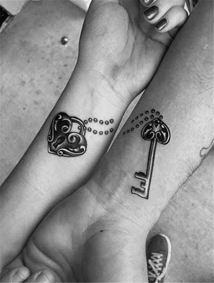 Coolest Couple Matching Tattoo Designs For Your Inspiration; Couple Tattoo Ideas; Couple Tattoos; Matching Couple Tattoos;Simple Couple Matching Tattoo;Tattoos; Valentine's Day; Valentine's Tattoo #valentine's #valentine'stattoo #Tattoos #Coupletattoo#Matchingtattoo #matchingkeyand locktattoo #matchingbeautyandbeasttattoo #matchingkingandqueentattoo #matchinglionandlionesstattoo