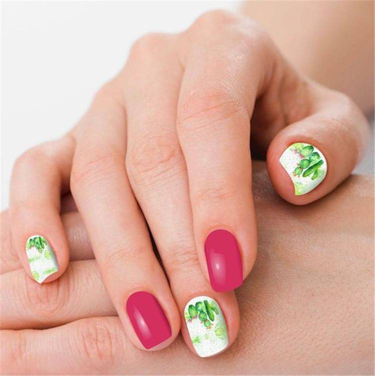 Gorgeous Spring Nail Designs With Different Accents; Floral Nails; Spring Nails; Nails; Square Nails; Nail Design; Red Accent Nails; Yellow Accent Nails; Green Accent Nails; #nails #flowernails #squarenail #naildesign #floralnails #squarenails #redaccentnails #greenaccentnails #yellowaccentnails