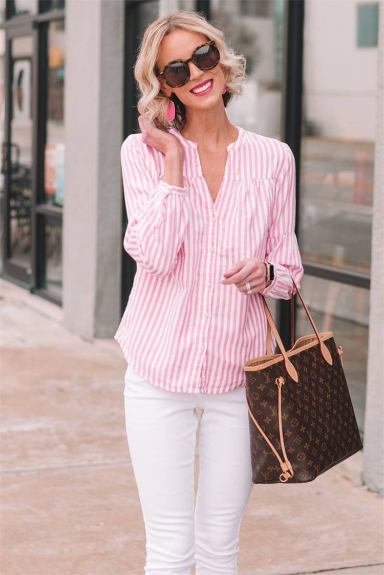 Gorgeous Spring Outfits You Need To Update Your Wardrobe; Spring Outfits; Outfits; Spring Striped Shirts; Spring Ripped Jeans Outfits; Long Dress Outfits; Spring Dress; Spring Dress Outfits; Cute Spring Outfits; Spring #springoutfits #outfits #springshirtoutfits #springdress #springrippedjeans #springlongdress #springstirpedshirt 