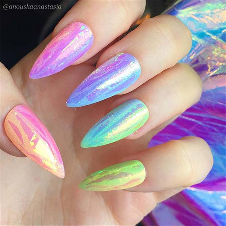 Amazing Rainbow Nail Designs To Make You Glam In Summer;Summer Nails; Rainbow Nails; Pride Nails; Colorful Nails; Summer Rainbow Nails; Pride Rainbow Nails; #nails #naildesign #rainbownails #pridenails #summernails #summerpridenails #summerrainbownails