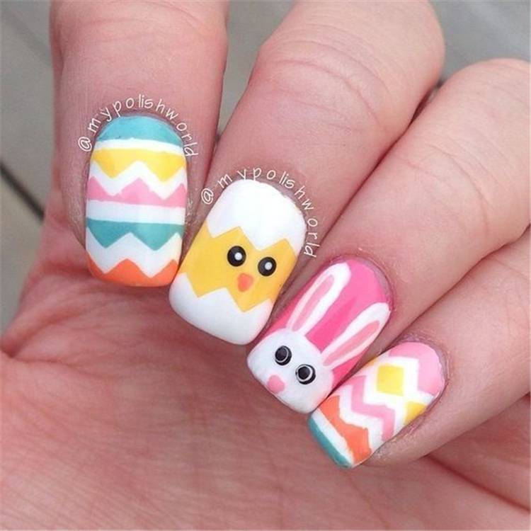 Easter Holiday Nail Designs You Should Copy Now; Easter nails; spring nails; cute nail art; Adorable Easter Nail; Nail Art Designs; Egg Art Nails; Bunny Art Nails; Egg And Bunny Nail Art Designs; #easter #easternails #eastereggnails #chickennails #bunnynails #polkadotnails #easter #easterholiday