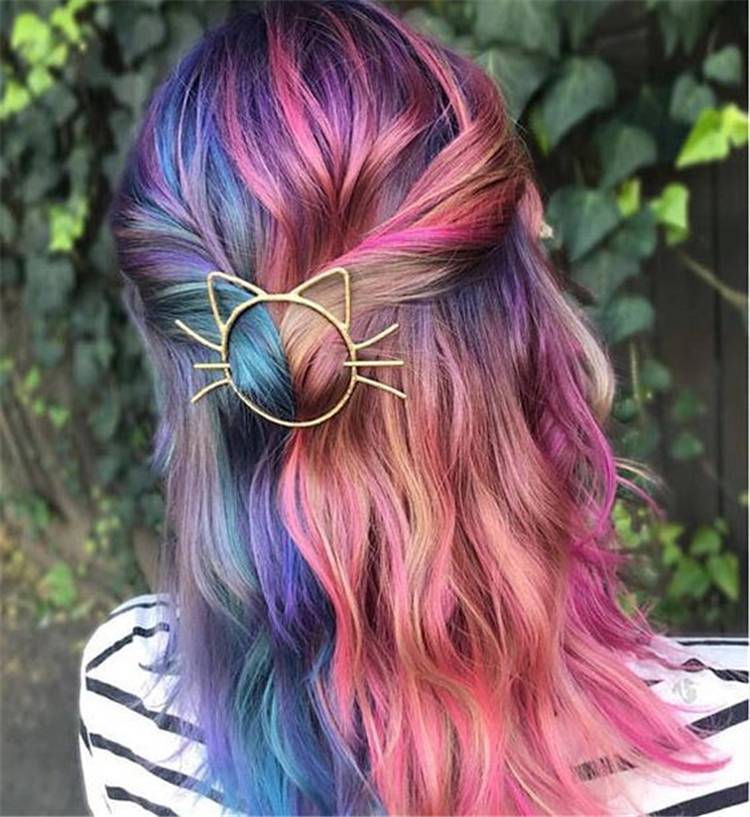 Pretty And Cool Rainbow Hairstyles For Your Inspiration; Rainbow Hair Color; Rainbow Hair Styles; Rainbow Color; Rainbow Hairstyle; Hair Color; Hairstyles #haircolor #hairstyles #rainbowhair #rainbowhairstyle #rainbowcolor #rainbowhaircolor