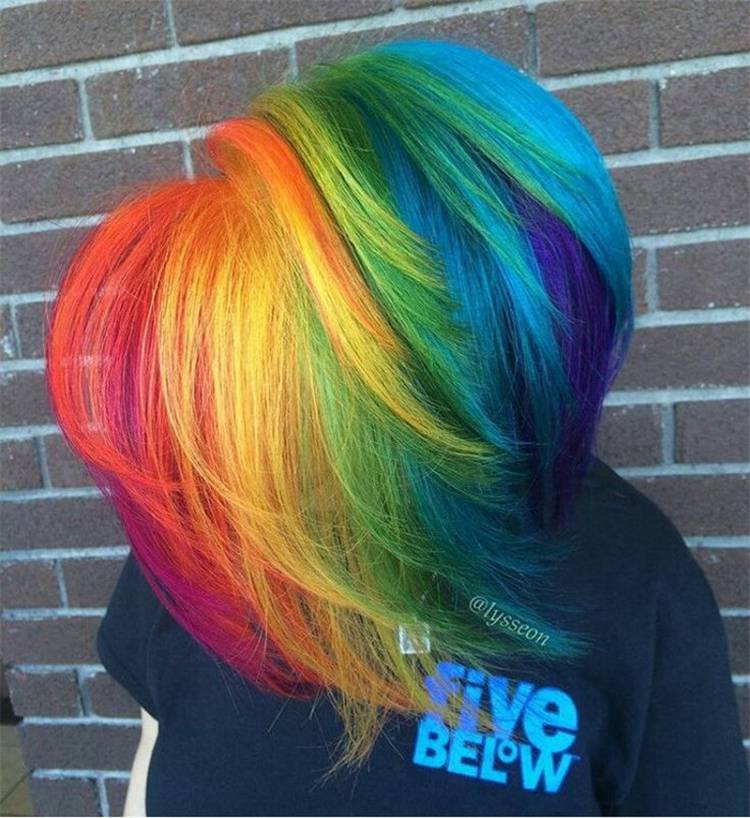 Pretty And Cool Rainbow Hairstyles For Your Inspiration; Rainbow Hair Color; Rainbow Hair Styles; Rainbow Color; Rainbow Hairstyle; Hair Color; Hairstyles #haircolor #hairstyles #rainbowhair #rainbowhairstyle #rainbowcolor #rainbowhaircolor