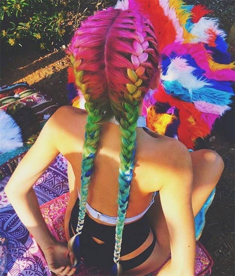 Pretty And Cool Rainbow Hairstyles For Your Inspiration; Rainbow Hair Color; Rainbow Hair Styles; Rainbow Color; Rainbow Hairstyle; Hair Color; Hairstyles #haircolor #hairstyles #rainbowhair #rainbowhairstyle #rainbowcolor #rainbowhaircolor