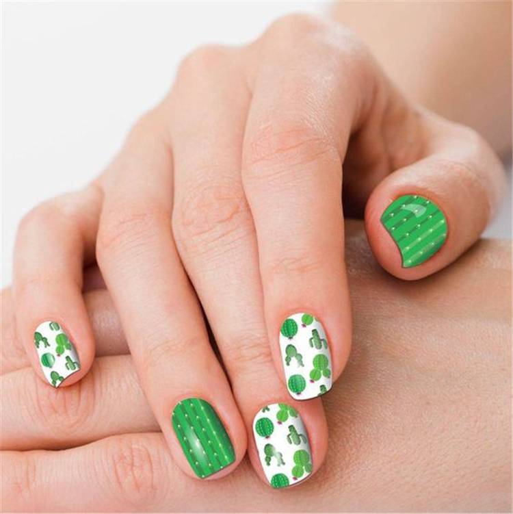 Cute And Pretty Summer Nail Designs You Must Love; Summer Nails; Nails; Nail Design; Cute Nail; Summer Cute Nail;Sunflower Nail; Palm Tree Nail; Prickly Cactus Nail; Cactus Nail; #nail #summernail #naildesign #cutenail #summercutenail #sunflowernail #palmtreenail #pricklycactusnail #cactusnail 