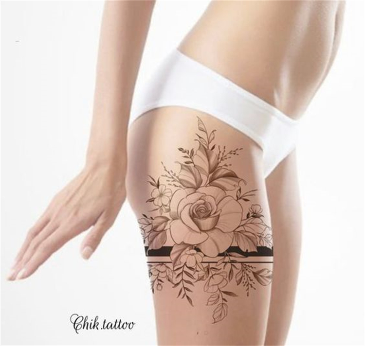 Sexy And Unique Tattoo Designs To Make You Stylish; Tattoo; Tattoo Design; High Thigh Tattoo; Back Tattoo; Rib Tattoo; Sexy Tattoo; #tattoo #tattoodesign #highthightattoo #backtattoo #ribtattoo #floraltattoo #thightattoo #rosetattoo