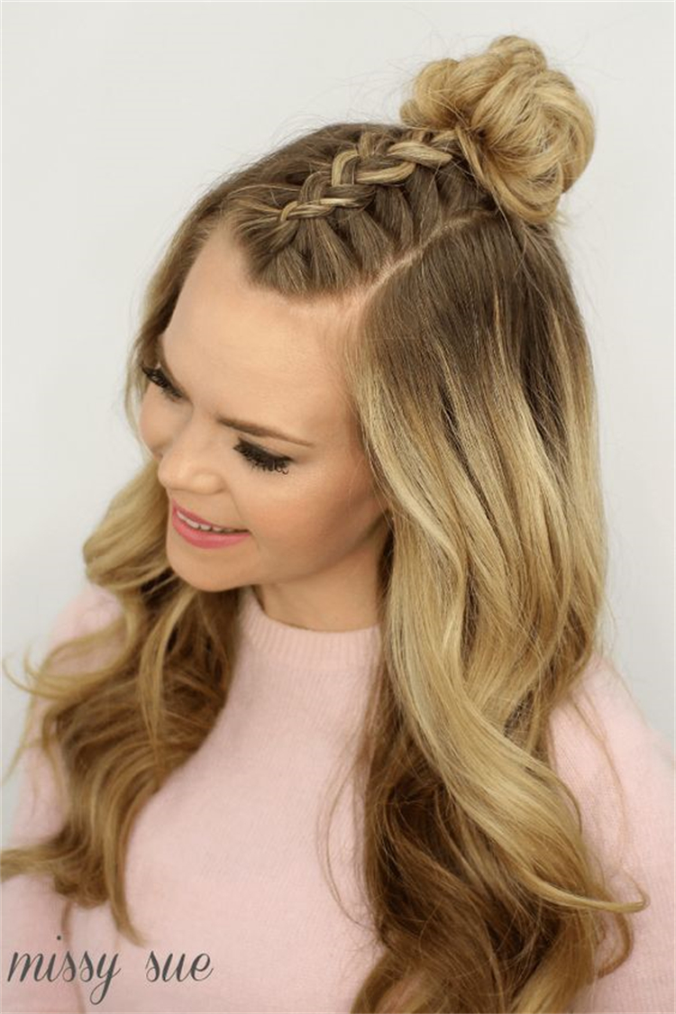 Gorgeous Hairstyles With Braids For Your Inspiration; Hairstyle; Braided Hairstyles; Bob Braids Hairstyles; Spring Hairstyle; French Braided; Half Up Half Down Braids Hairstyles; Top Knot Braids Hairstyles #braidedhairstyle #hairstyle #springhairstyle #bobbraidshairstyle #halfuphalfdownbriadshairstyle #topknot #topknothairstyles