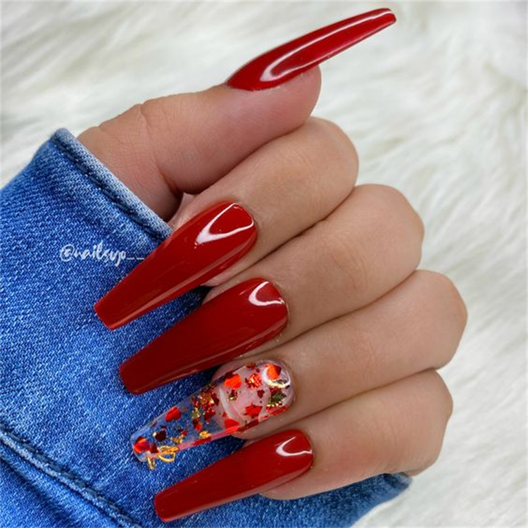 Hottest Red Nail Design To Make You Sexier; Red Nail; Red Nail Design; Matte Red Nails; Floral Red Nails; Glitter Red Nails; Trendy Red Nails; Nails; Nail Design; Coffin Red Nail; Stiletto Red Nail; Square Red Nail #rednails #rednaildesign #glitterrednails #matterednails #nail #naildesign #coffinrednail #squarerednail #stilettorednail