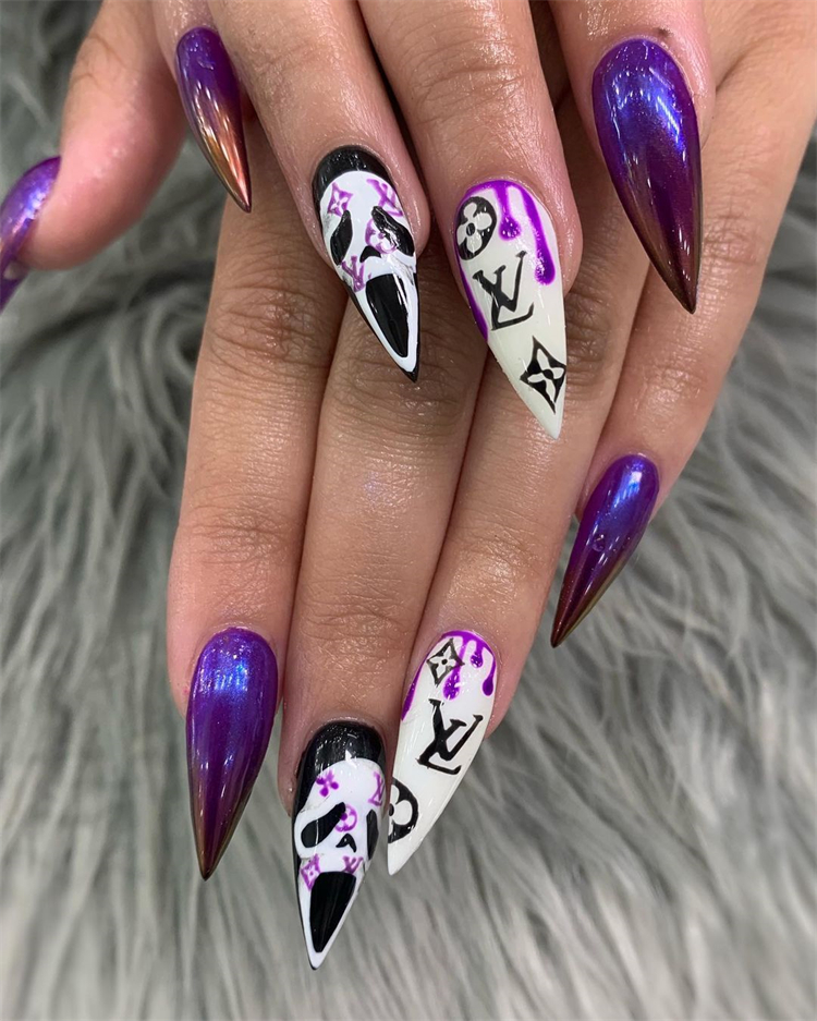Scary Halloween Nails You Need For The Coming Holiday; Coffin Nail; Acrylic Coffin Nail; Nail; Nail Design; Halloween Nail; Halloween Nail Design; Halloween Scary Nail; Ghost Nail; Pumpkin Nail; Spider Nails #squarenail #shortsquarenail #nail #naildesign #halloweennail #scaryhalloweennail #ghostnail #pumpkinnails #skullnails