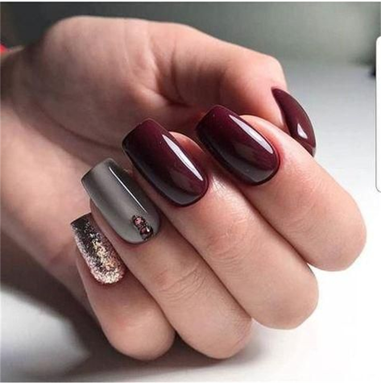 Gorgeous And Elegant Nail Colors And Designs To Inspire You; Burgundy Nail; Mustard Yellow Nail; Emerald Nail; Nail; Nail Color; Nail Designs; Square Nail; Coffin Nail; Stiletto Nail; #burgundynail #mustardyellownail #emeraldnail #nail #nailcolor #naildesign #suqarenail #coffinnail #stilettonail 