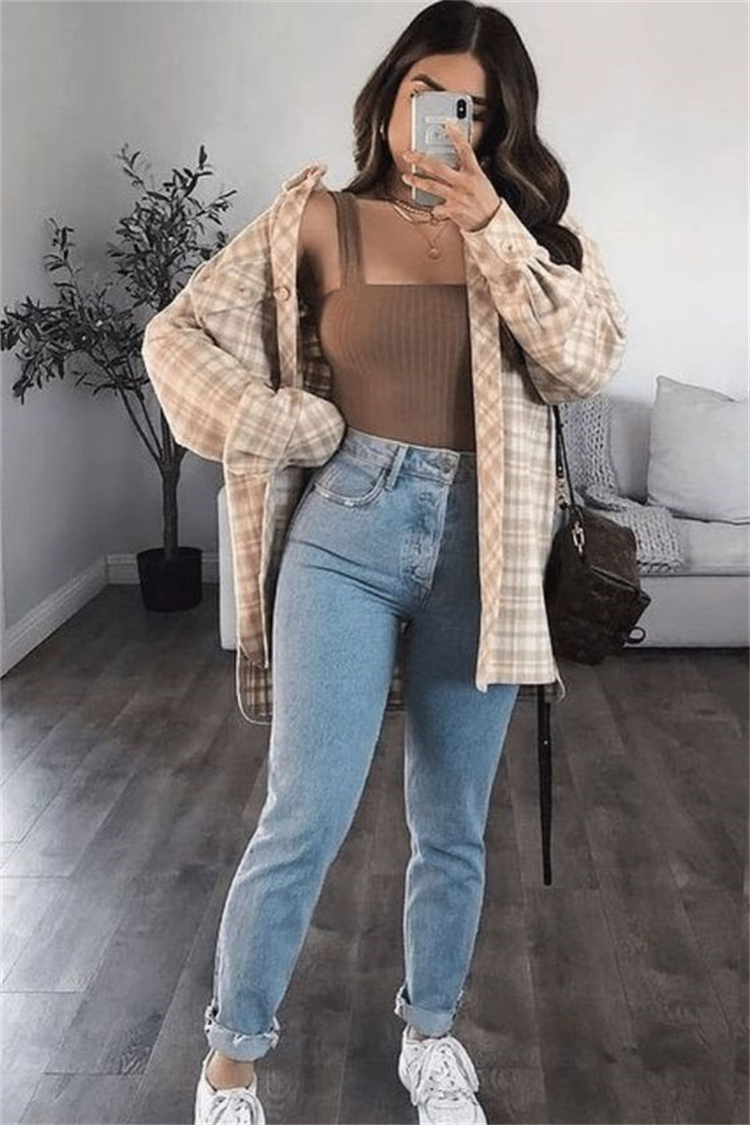 Cozy Fall Outfits To Make You Feel So Blessed; Fall Outfits; Outfits; High Knee Boots Outfits; Cardigan Outfits; Skirt Outfits; Sweater And Jeans Outfits; Plaid Shirt And Jeans Outfits; #outfits #falloutfits #highkneeboots #cardiganoutfits #skirtoutfits #sweaterandjeasnoutfits #plaidshirtoutfits