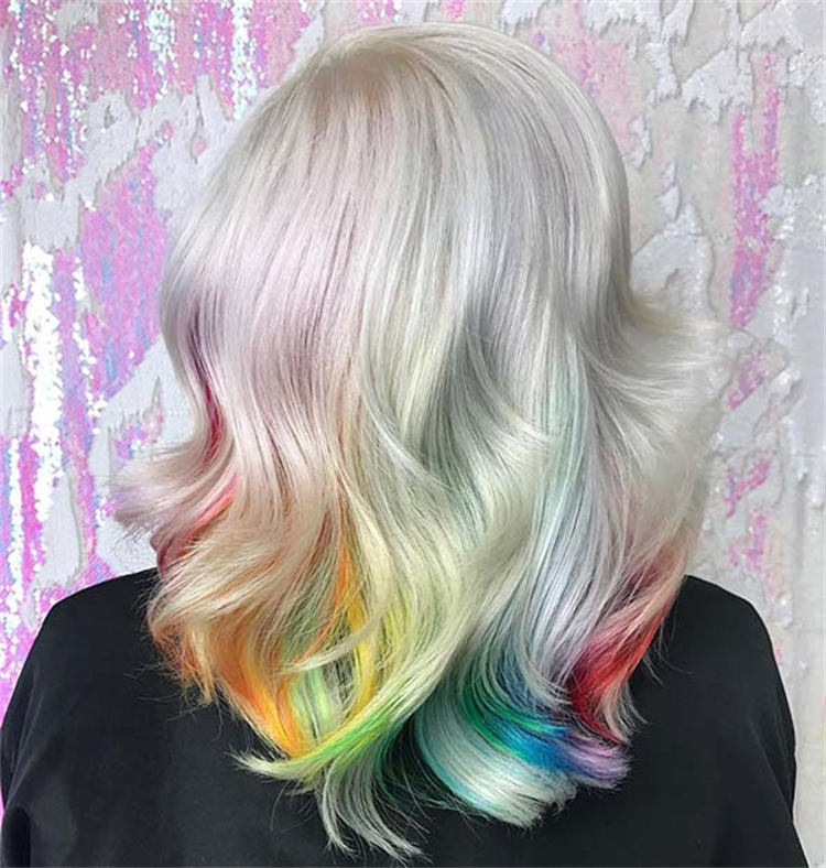 Cute Hair Colors To Make You Look Amazing; Hair Color; Holiday Hair Color; Blue And Purple Hair Color; Rainbow Underlights; Pink Hair Color; Soft Strawberry Hair Color; Platinum Blond Hair Color; Cute Hair Color; #haircolor #holidayhaircolor #blueandpurplehaircolor #rainbowunderlights #platinumblondhair #softstrawberryhaircolor #Pinkhaircolor