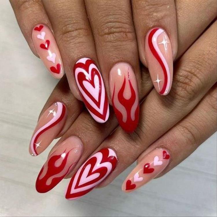 Elegant And Gorgeous Red Nail Designs For You; Red Nail; Nail; Nail Design; Red Short Nail; Coffin Red Nail; Stiletto Red Nail; Diamond Nail; Crystals Nails; Glitter Nails; #nail #naildesign #nailart #rednail #redshortnail #coffinrednail #stilettorednail #holidaynail