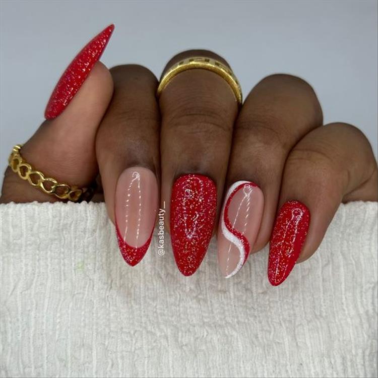 Elegant And Gorgeous Red Nail Designs For You; Red Nail; Nail; Nail Design; Red Short Nail; Coffin Red Nail; Stiletto Red Nail; Diamond Nail; Crystals Nails; Glitter Nails; #nail #naildesign #nailart #rednail #redshortnail #coffinrednail #stilettorednail #holidaynail