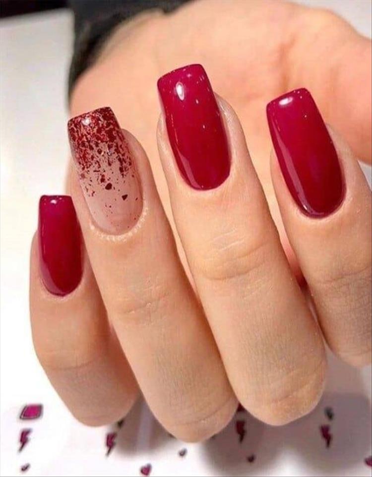 Elegant And Gorgeous Red Nail Designs For You; Red Nail; Nail; Nail Design; Red Short Nail; Coffin Red Nail; Stiletto Red Nail; Diamond Nail; Crystals Nails; Glitter Nails; #nail #naildesign #nailart #rednail #redshortnail #coffinrednail #stilettorednail #holidaynail